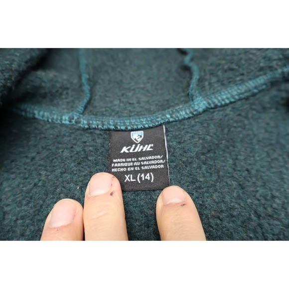 Kuhl Jacket Girls XL Green Apres Full Zip Fleece Sweater Hiking Travel Warm Soft - Picture 3 of 11